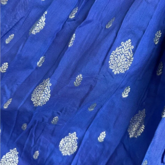 Elegant Royal Blue Embroidered Lehenga - Picture 11 of 13